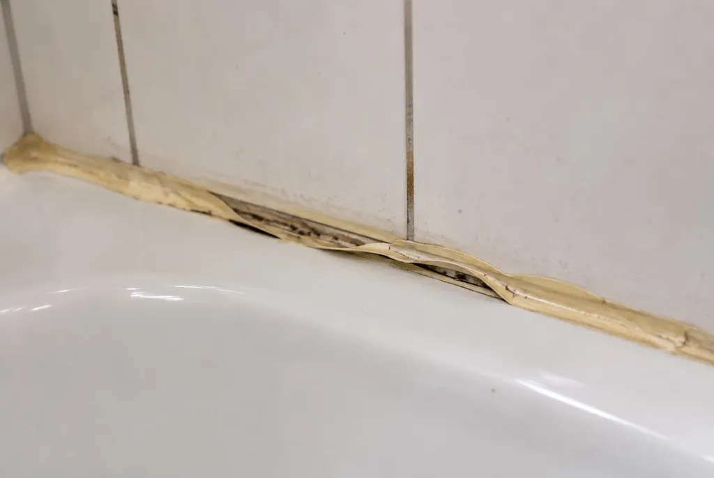 Kitbedrijf Meerkerk – loslatende kit naast het bad